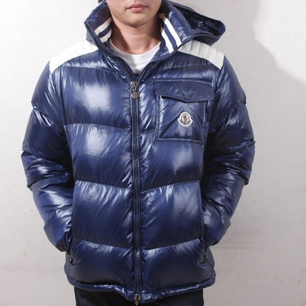 Moncler Fashion blu a collo alto e tasche Uomo Cappotti scontati